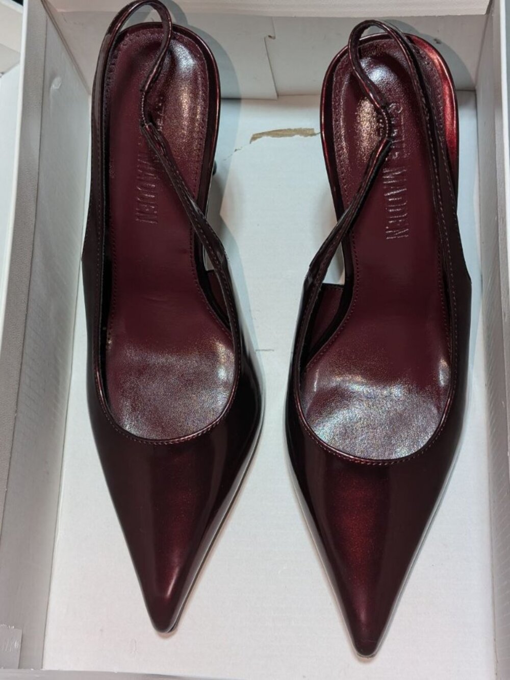 Steve Madden Reyes Pointy Slingback Pumps Cherry Pearl US Size 7 - Picture 13 of 16